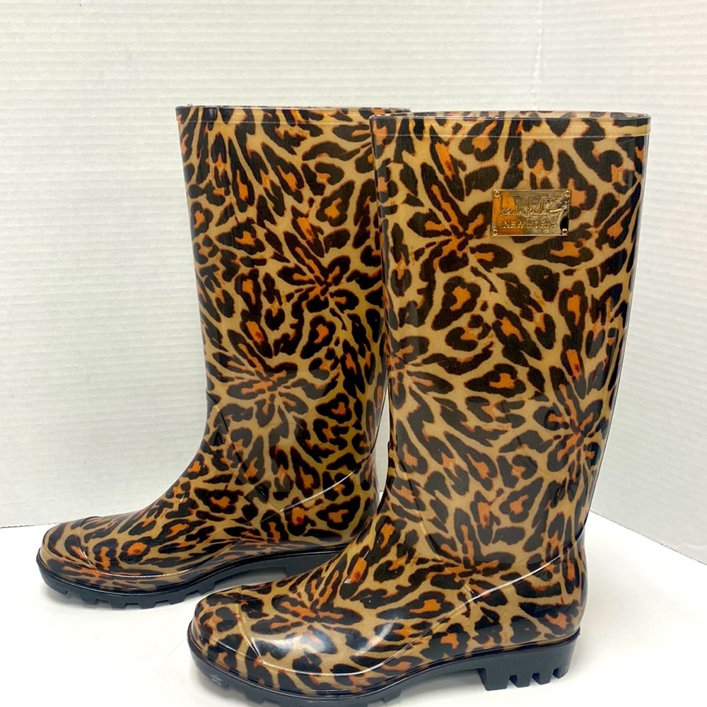 Nicole Miller Leopard Print Waterproof Boots